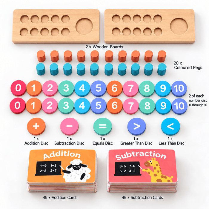 Counting & Maths Wooden 10-Grid Set