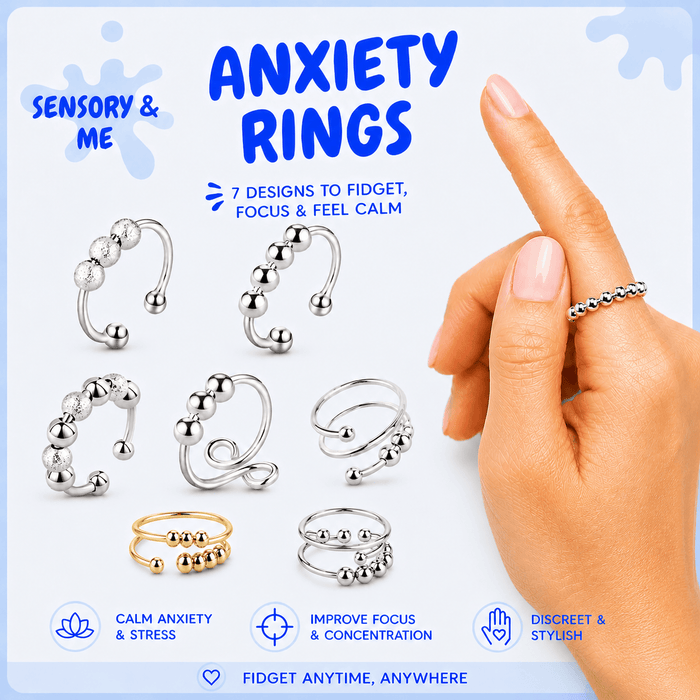 Amazon Personal Care 10 Beads Silver Anxiety Ring