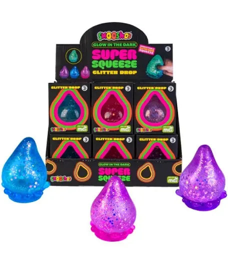 MDI Fidget Blue Smoosho’s Super Squeeze Glitter Drop Glow In the Dark