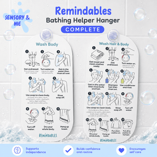 Remindables visual reminder Remindables Bathing Helper Hanger Complete Double Sided