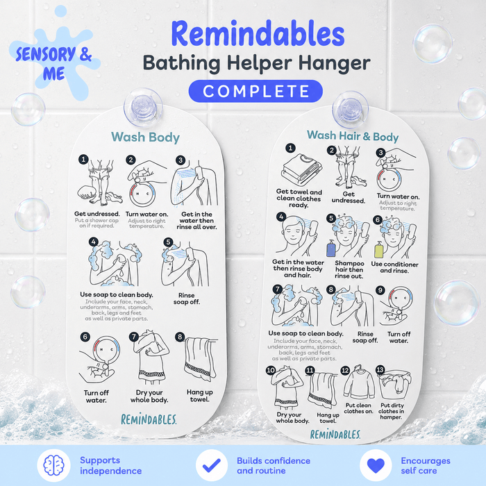 Remindables visual reminder Remindables Bathing Helper Hanger Complete Double Sided