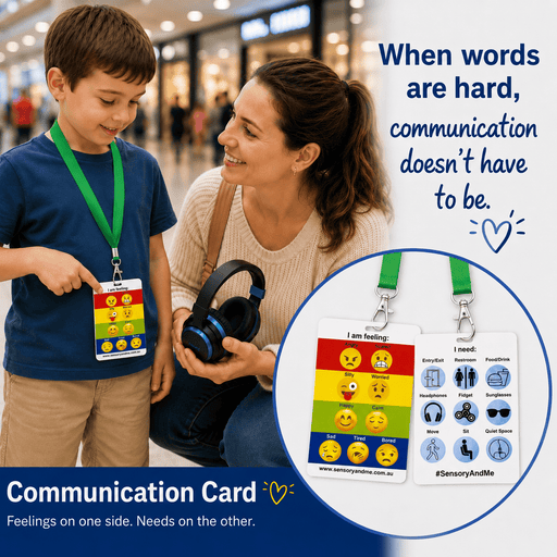 Sensory & Me Sensory Communication Card Double sided on Lanyard