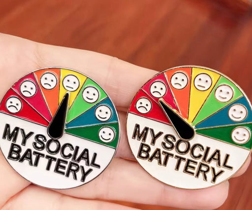 Temu Brooch My Social Battery Brooch