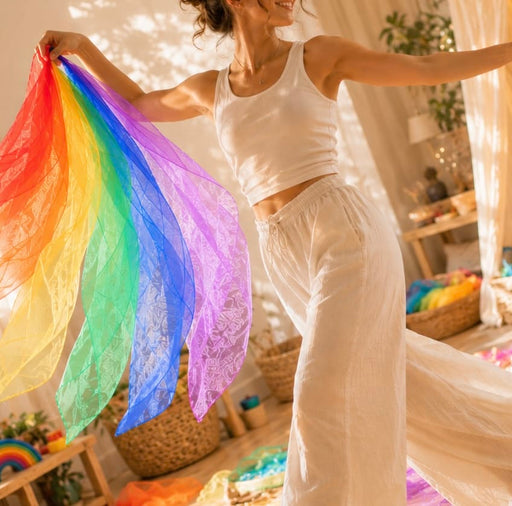 Temu Rainbow Chiffon Scarves – Set of 6
