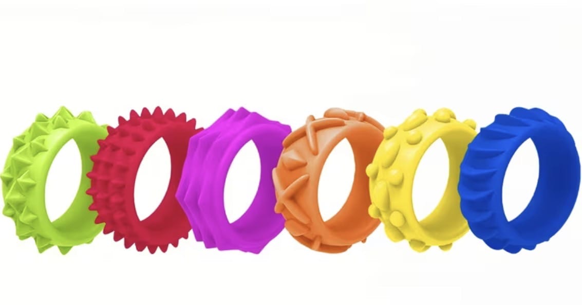 Temu Tactile Pack of 6 Fidget Rings Silicone
