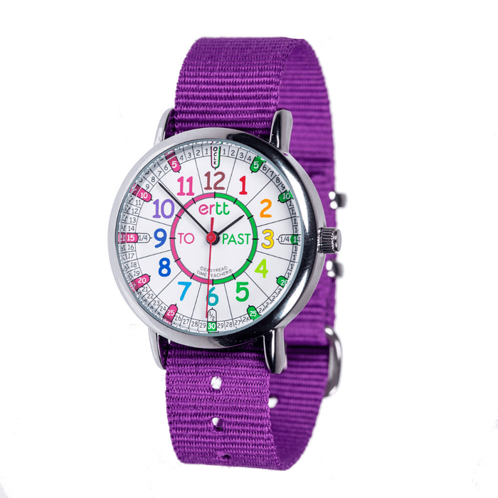 EasyRead Easy Read Clock Rainbow Face with Purple Strap EasyRead Watch