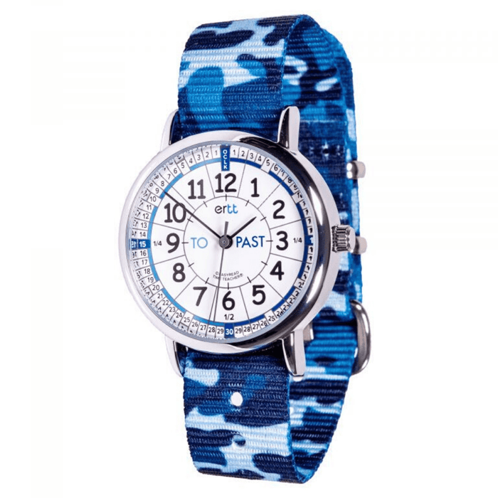 EasyRead Easy Read Clock White/Blue Face with Blue Camo Strap EasyRead Watch