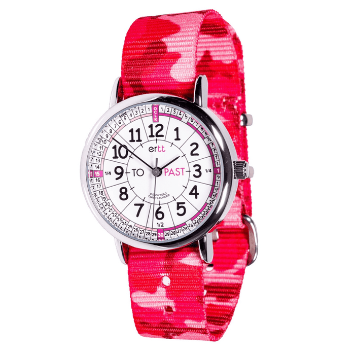 EasyRead Easy Read Clock White/Pink Face with Pink Camo Strap EasyRead Watch